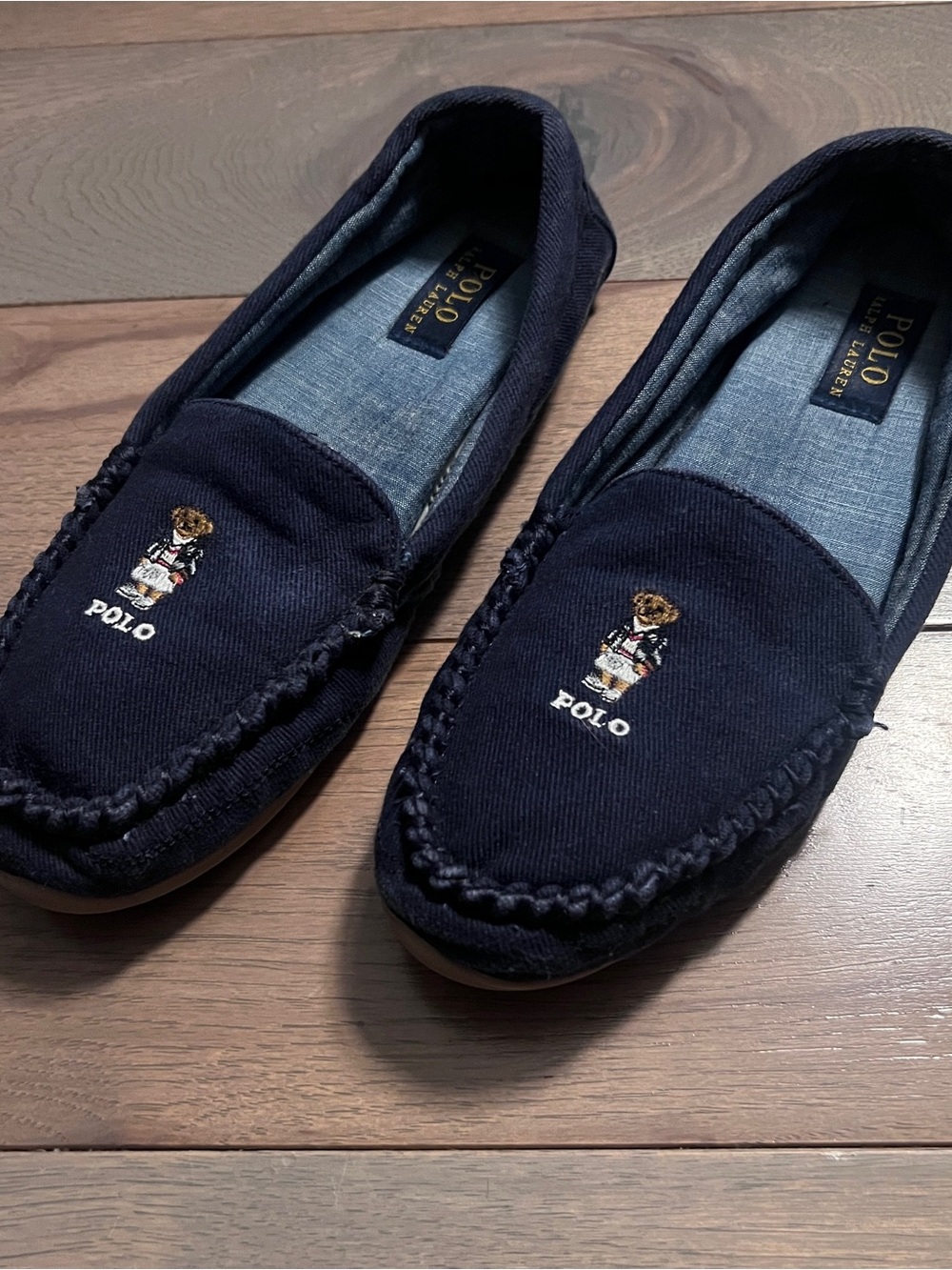 Polo by Ralph Lauren Declan Navy Embroidered Polo Bear Moccasin Loafers
